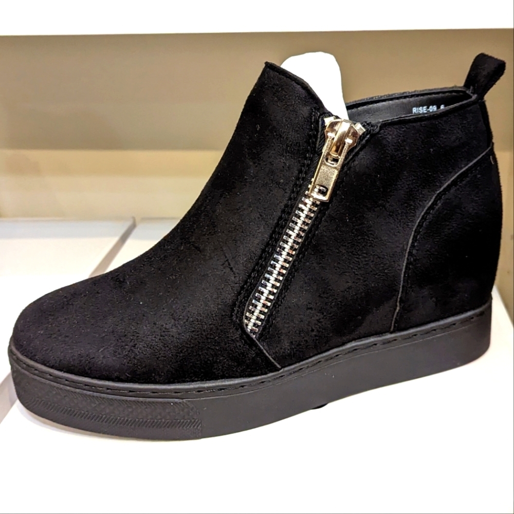 Black Wedge Booties